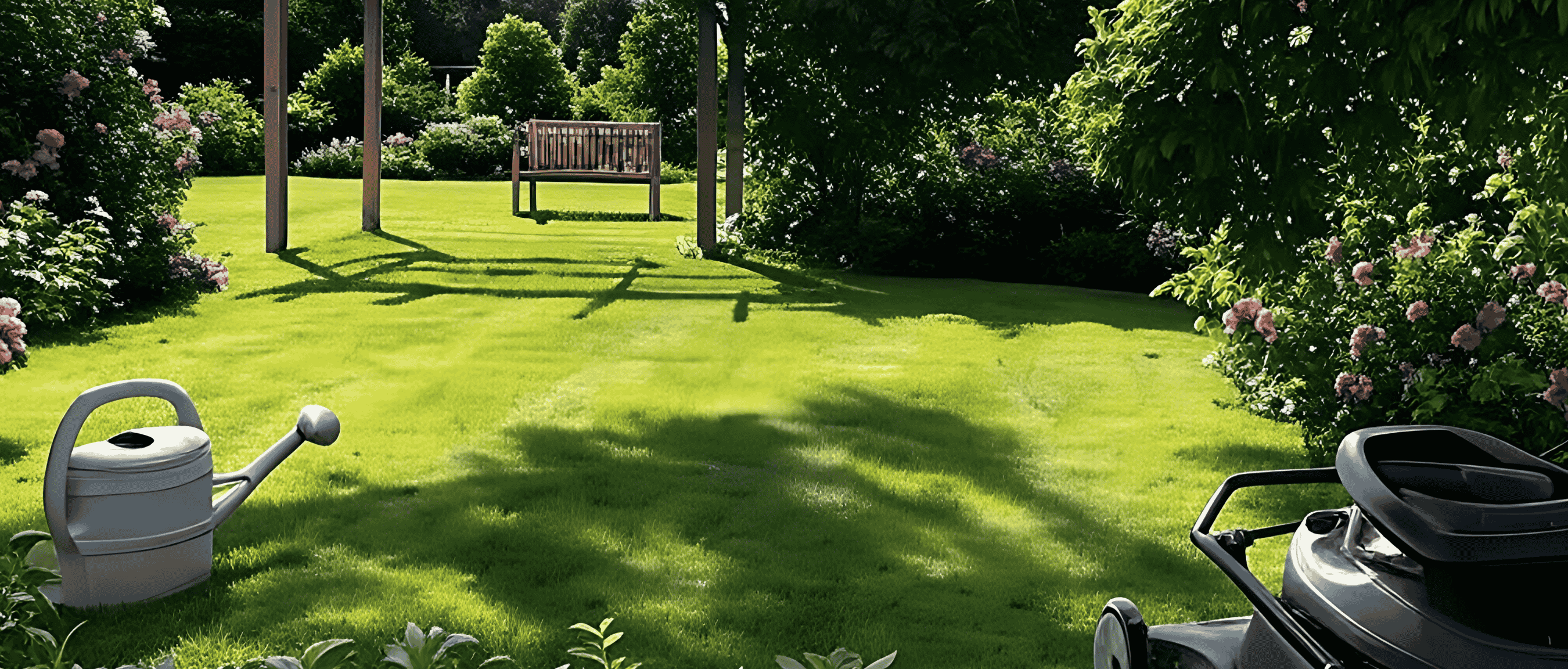 jardin tondu en été